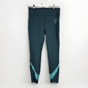 Peloton Move Mission Mid-Rise Laser Cut Leggings Women's Size Large Green‎ Teal